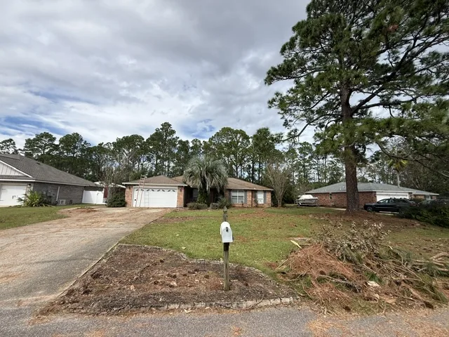 Before: front yard with storm debris
